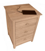 [18 Inch] Lancaster 3 Drawer Nightstand with Power Strip