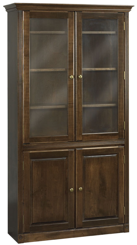 AWB Face Frame Crown Bookcases w Doors - Glass Doors